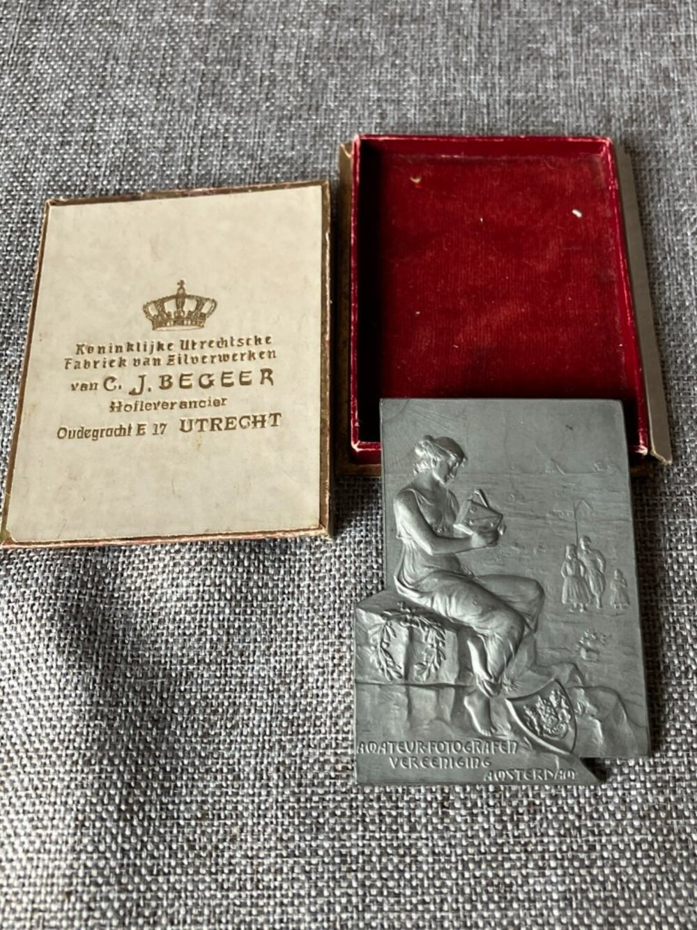 1908 Dutch Art Nouveau Photography Exhibition Medal C.J. Begeer Amsterdam Boxed